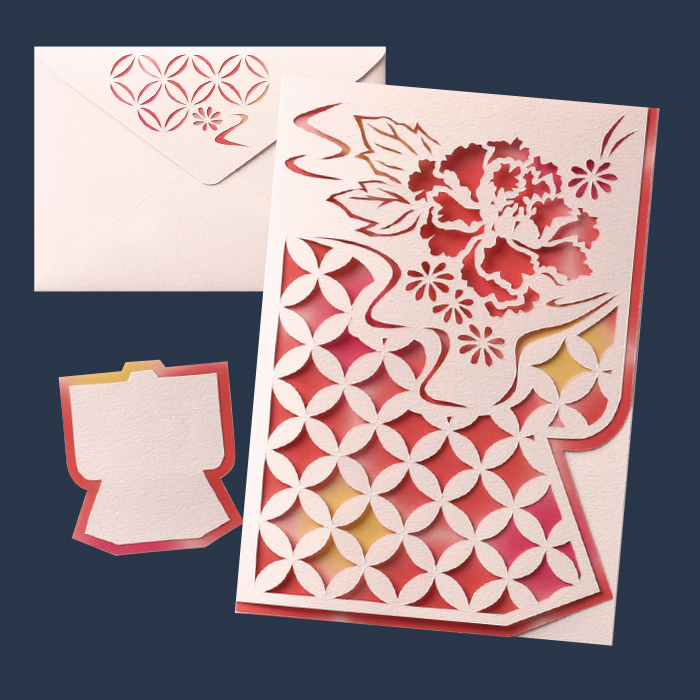 かかしさんのja 農協 通信販売 伝統模様で華やぐ切り絵のお便りコレクション Km116