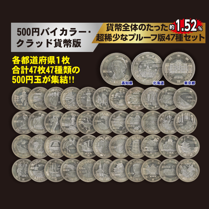 47都道府県　5百円バイカラー・グラッドプルーフ貨幣セット